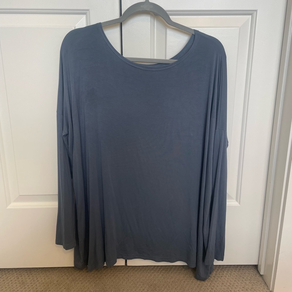 Piko Bamboo Scoop Neck Women’s Long Sleeve Tunic - Gray Blue - Size M - T1851 *